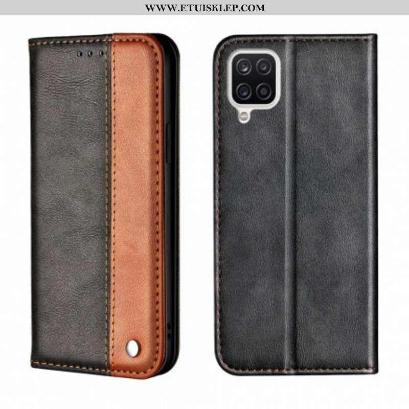 Etui Na Telefon do Samsung Galaxy M12 / A12 Etui Folio Dwukolorowy Efekt Skóry